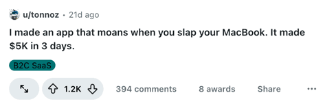 Example recent work 6 showing an upvoted Reddit post